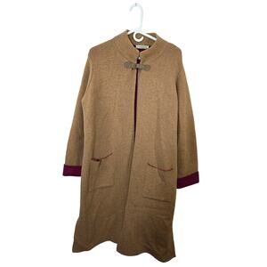 A.IDA Women's Tan and Fuchsia Long Sweater Cardigan size XL